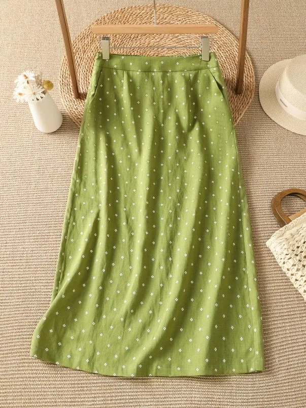 High Waist Midi Green Polka Dot A-Line Skirt Slimming Casual Skirt Summer High Waist Cover Hip Commuter Style Hollow out
High Waist Midi Green Polka Dot A-Line Skirt Slimming Casual Skirt Summer High Waist Cover Hip Commuter Style Hollow out