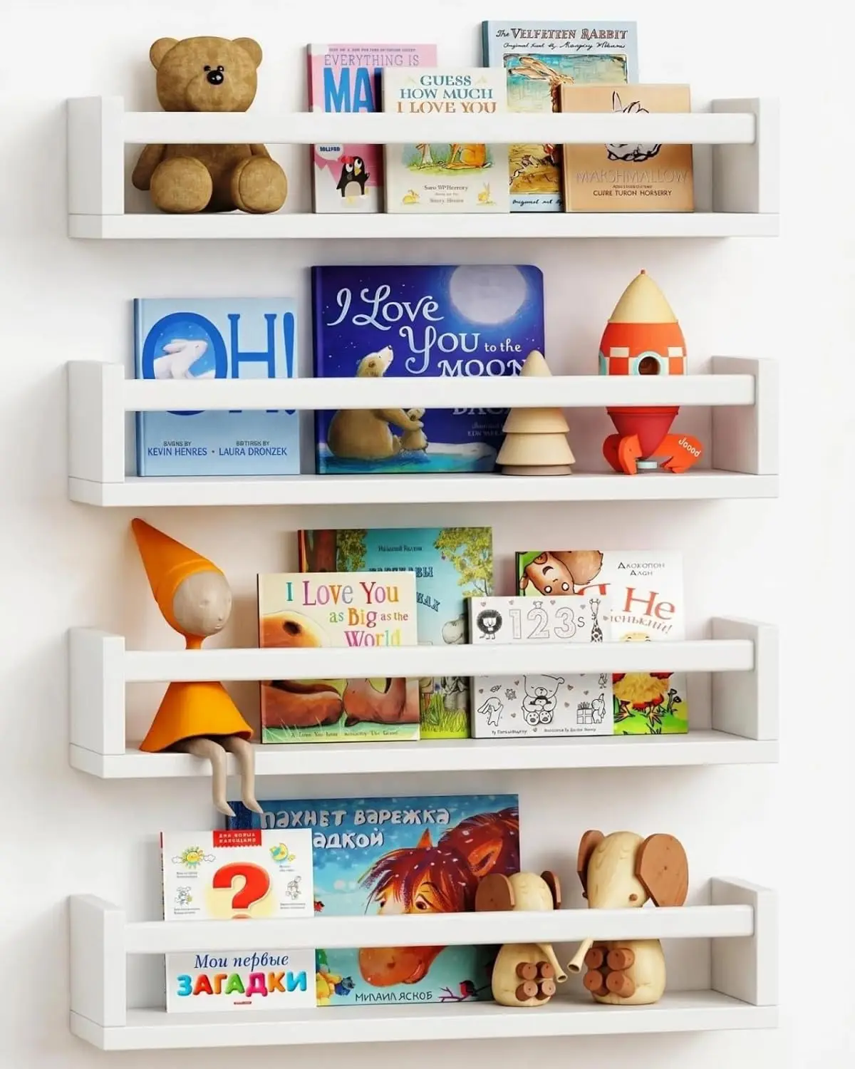 Floating Nursery Book Shelves for Wall Set of 4, White Wall Bookshelf for Kids Room, Small Wood Book Shelf Bookshelves
Floating Nursery Book Shelves for Wall Set of 4, White Wall Bookshelf for Kids Room, Small Wood Book Shelf Bookshelves