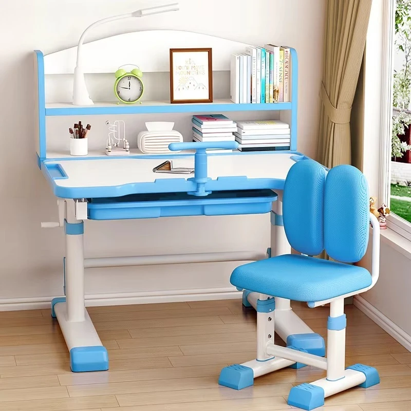 Adjustable height table and chair set for family children and students, school children's study table with bookshelf
Adjustable height table and chair set for family children and students, school children's study table with bookshelf