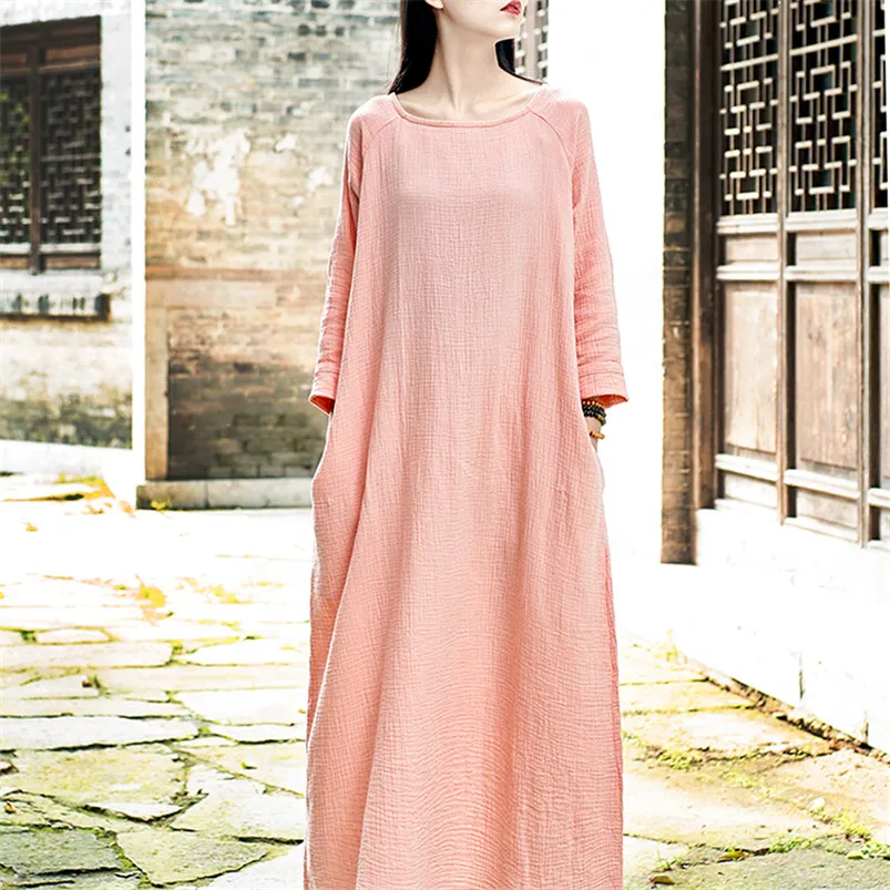 2024 New Autumn Vintage Solid Women Long Dress Female Cotton Linen Full Sleeve Casual Dress With Pocket Dress vestidos de noche
2024 New Autumn Vintage Solid Women Long Dress Female Cotton Linen Full Sleeve Casual Dress With Pocket Dress vestidos de noche