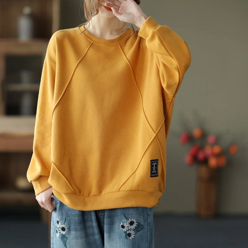 Loose Casual round Neck Sweatshirt Spring Fashion New Color Splicing Slimming Effect Women's plus Size T-Shirt
Loose Casual round Neck Sweatshirt Spring Fashion New Color Splicing Slimming Effect Women's plus Size T-Shirt