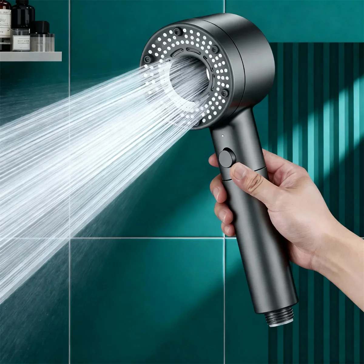 High Pressure Shower Head 5 Mode Filtered Water Saving Handheld Spray with One Button Stop for Bathroom Shower Set 
High Pressure Shower Head 5 Mode Filtered Water Saving Handheld Spray with One Button Stop for Bathroom Shower Set