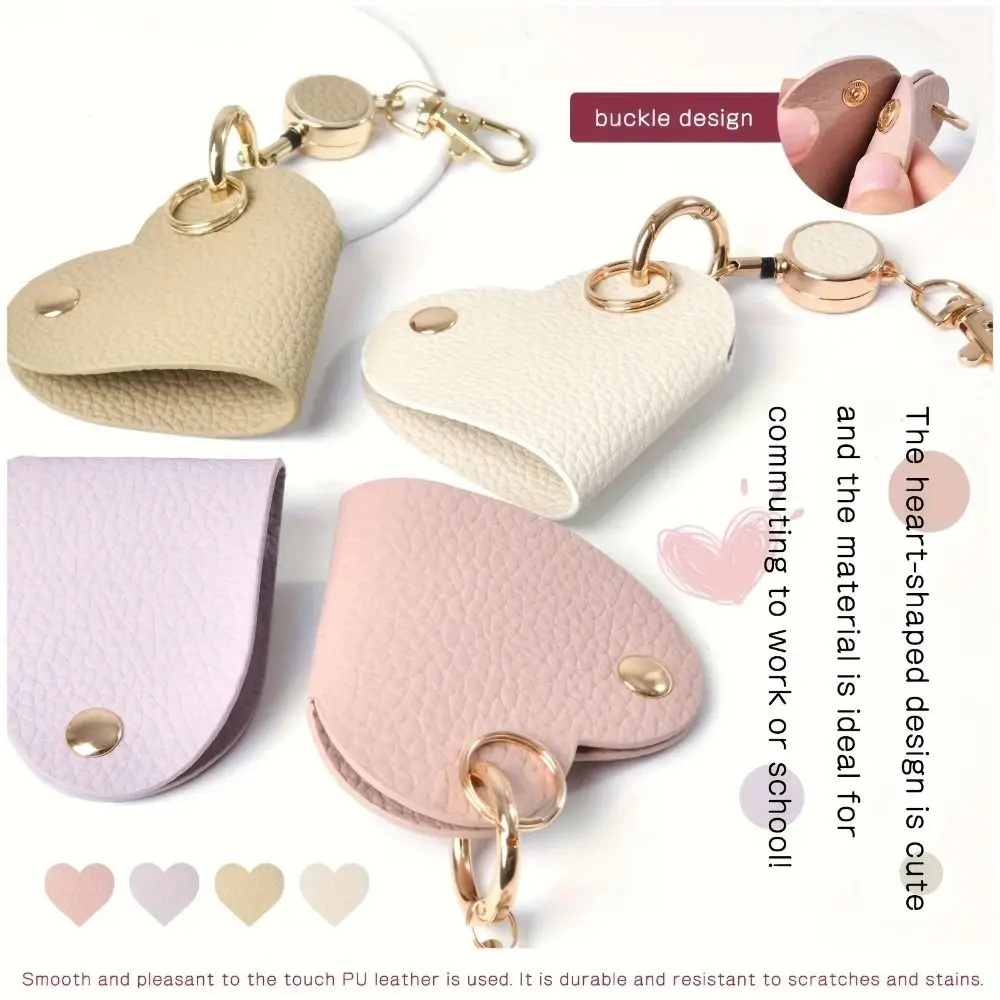 PU Leather Heart Shaped Keychain Solid Color Bag Accessory Key Storage Bag Retractable Buckle Bag Pendant Ornament Gifts
PU Leather Heart Shaped Keychain Solid Color Bag Accessory Key Storage Bag Retractable Buckle Bag Pendant Ornament Gifts