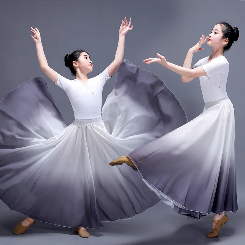 Girls Classical Dance Skirt + Tops Suit Elegant Ballet Skirt Chiffon Flowy Big Swing Dance Dress Stage Performance Costume
Girls Classical Dance Skirt + Tops Suit Elegant Ballet Skirt Chiffon Flowy Big Swing Dance Dress Stage Performance Costume
