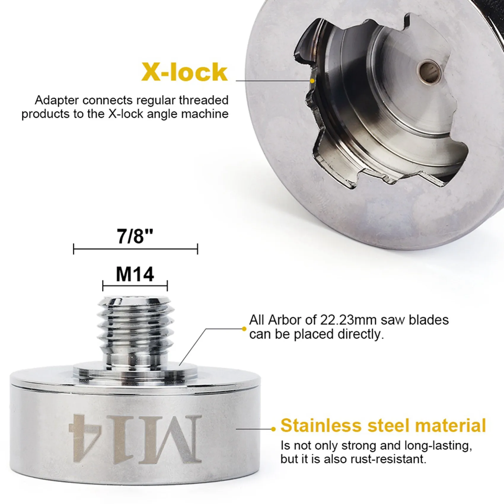 2X Adapter For X LOCK To M14 Thread Apply To Cut Blade Disc Diamond Core Drill Bit XLOCK Adapter Universal Adapter
2X Adapter For X LOCK To M14 Thread Apply To Cut Blade Disc Diamond Core Drill Bit XLOCK Adapter Universal Adapter