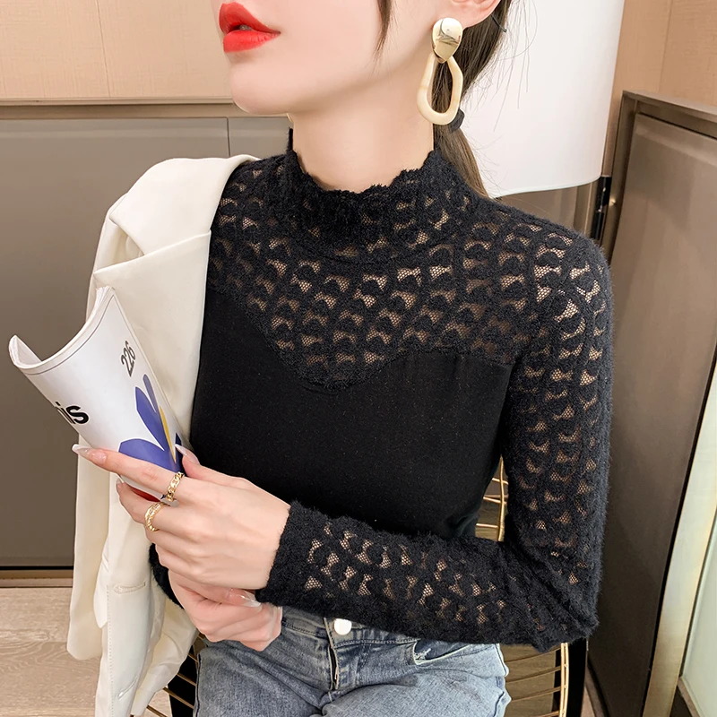 Thiened Winter Long Sve Lace Base irt Women's Warm Top f High Collar Regular Fit Long Sve Lace irt
Thiened Winter Long Sve Lace Base irt Women's Warm Top f High Collar Regular Fit Long Sve Lace irt