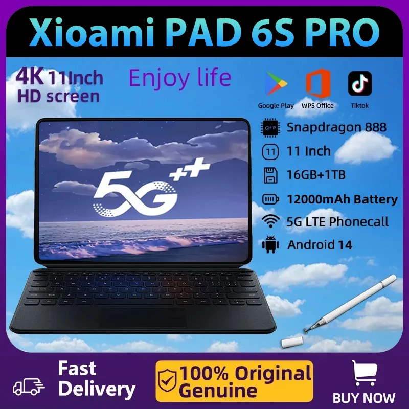 Tablet PC Global Version Original Android 13 Xioa Pad 6S Pro 5G Snapdragon 888 10000mAh 16GB+1TB Dual SIM WIFI Card HD 4K Mi Tab
Tablet PC Global Version Original Android 13 Xioa Pad 6S Pro 5G Snapdragon 888 10000mAh 16GB+1TB Dual SIM WIFI Card HD 4K Mi Tab