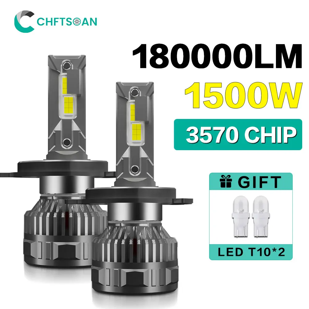 Chftsoan High Power Double Copper Tube LED Headlight Canbus Headlamp 1500W 180000LM H1 H4 H7 H11 9005 9006 Auto Turbo Headlight
Chftsoan High Power Double Copper Tube LED Headlight Canbus Headlamp 1500W 180000LM H1 H4 H7 H11 9005 9006 Auto Turbo Headlight