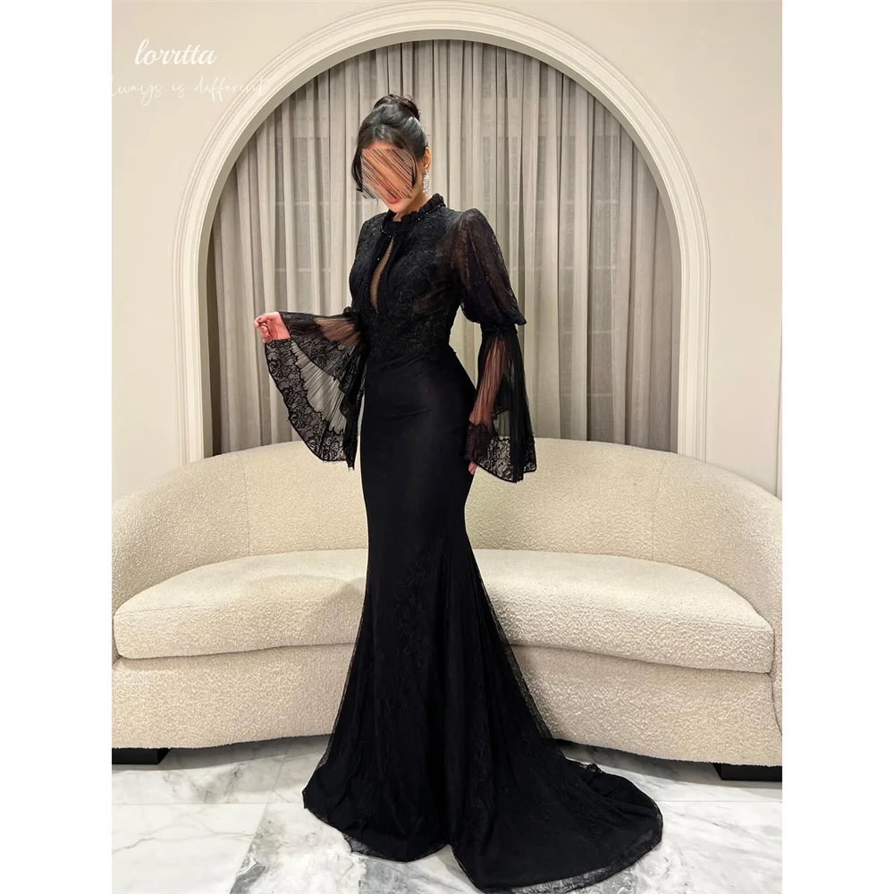 Lorrtta Lace High black Mermaid Long Sleeve Modest Gown Elegant Luxury Formal Women's Ladies New Bell Sleeves Customized
Lorrtta Lace High black Mermaid Long Sleeve Modest Gown Elegant Luxury Formal Women's Ladies New Bell Sleeves Customized