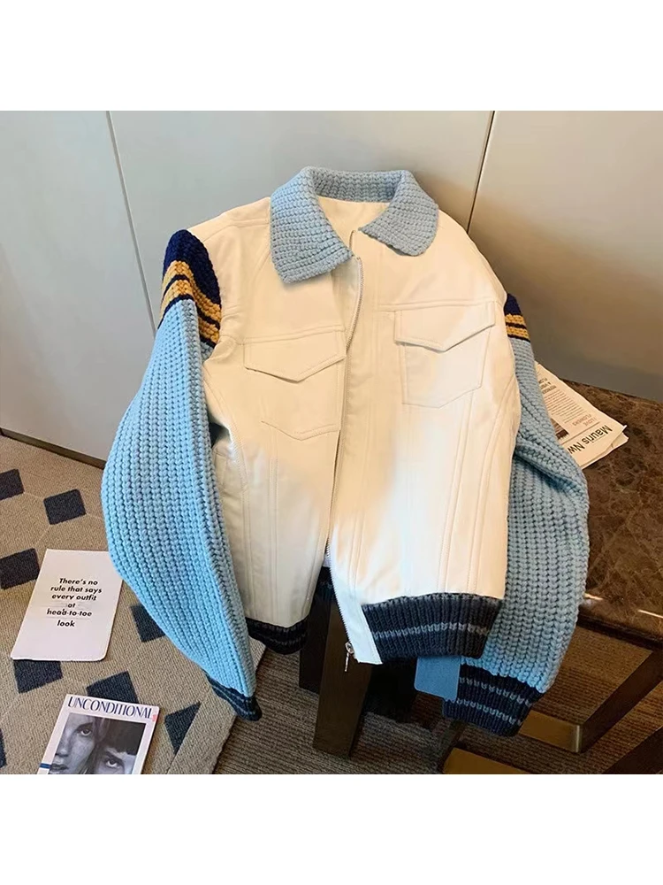Vinatge Knitted Contrat Color Patchwork Jacket Women 2023 Spring New Outwear Tops Korean Turn-down Collar Fashion Coat
Vinatge Knitted Contrat Color Patchwork Jacket Women 2023 Spring New Outwear Tops Korean Turn-down Collar Fashion Coat