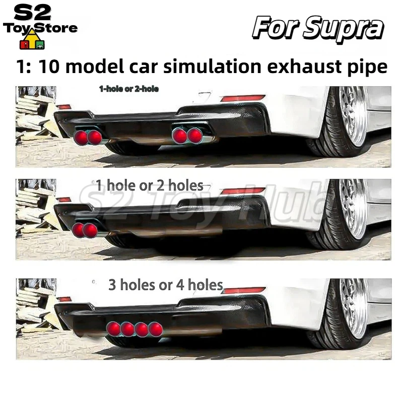 1:10 RC Car Simulated Dual Exhaust Pipe With Flashing LED Light For RC Drift Touring Car Modification Accessory