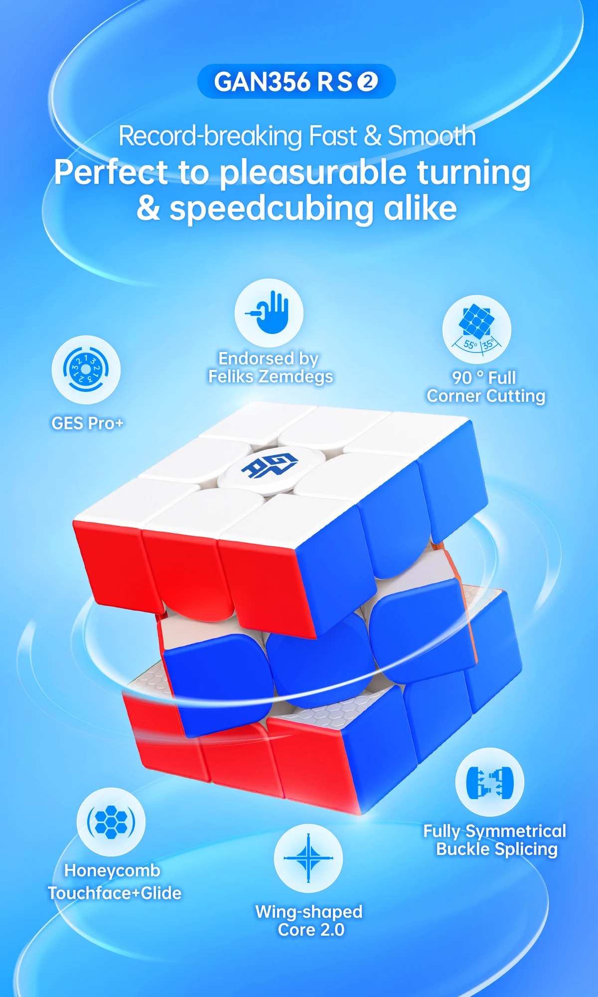 GAN 356 RS2 V2 Magic Cube 3x3 Speed Cube Professional Speed Puzzle 3×3 Gan Cube Toys Magico Cubo
GAN 356 RS2 V2 Magic Cube 3x3 Speed Cube Professional Speed Puzzle 3×3 Gan Cube Toys Magico Cubo