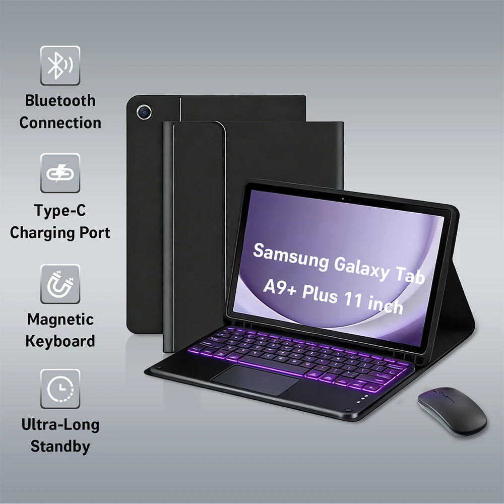 Magic Case Keyboard for Samsung Galaxy Tab A9+ Plus 11 Inch - Wireless Mous &Magnetic Backlit Bluetooth Keyboard with Touchpad
Magic Case Keyboard for Samsung Galaxy Tab A9+ Plus 11 Inch - Wireless Mous &Magnetic Backlit Bluetooth Keyboard with Touchpad