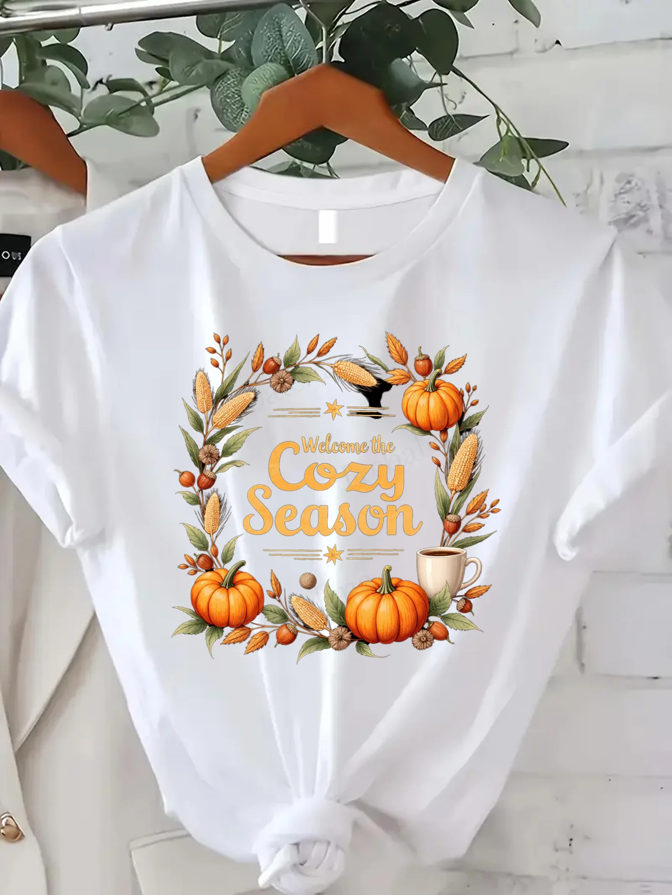 Comfortable Women's Print T-shirt "Cozy Season Pumpkin & Corn Graphic Tee for Women"
Comfortable Women's Print T-shirt "Cozy Season Pumpkin & Corn Graphic Tee for Women"