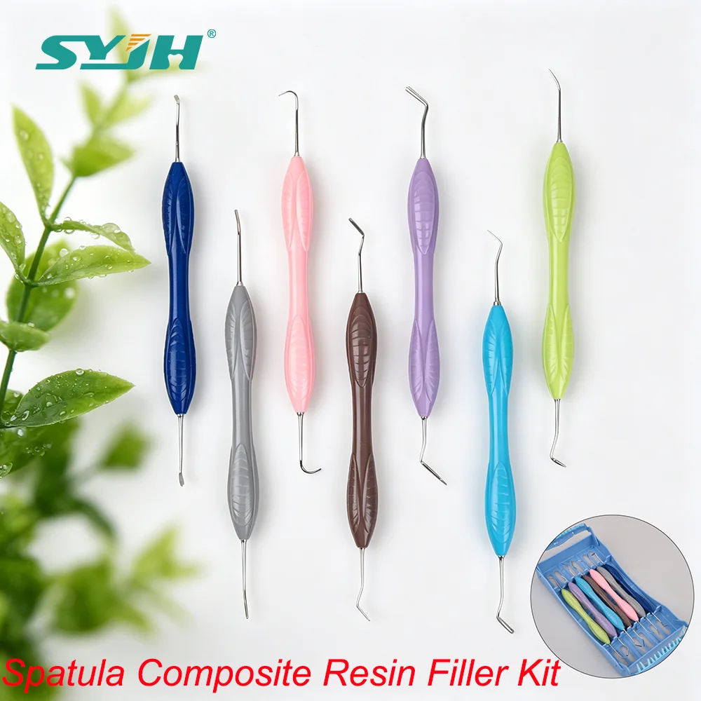SYJH Dental 7Pcs Composite Resin Filling Spatula Kit Silicone Handle Plastic Dresser Dentistry Aesthetic Filling Instrument Tool
SYJH Dental 7Pcs Composite Resin Filling Spatula Kit Silicone Handle Plastic Dresser Dentistry Aesthetic Filling Instrument Tool