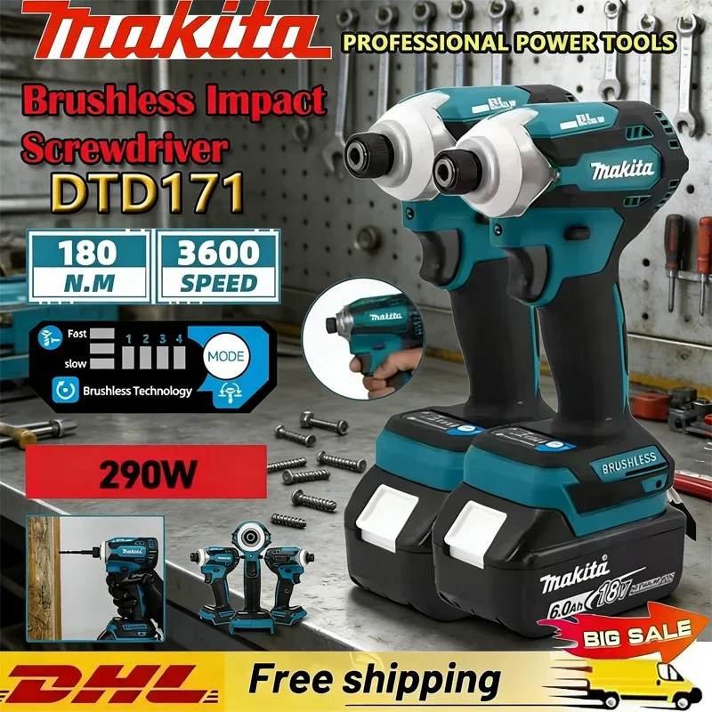 Аккумуляторный ударный шуруповерт Makita DTD171, 18В, бесщеточный двигатель, без АКБ и ЗУ, только инструмент
Аккумуляторный ударный шуруповерт Makita DTD171, 18В, бесщеточный двигатель, без АКБ и ЗУ, только инструмент