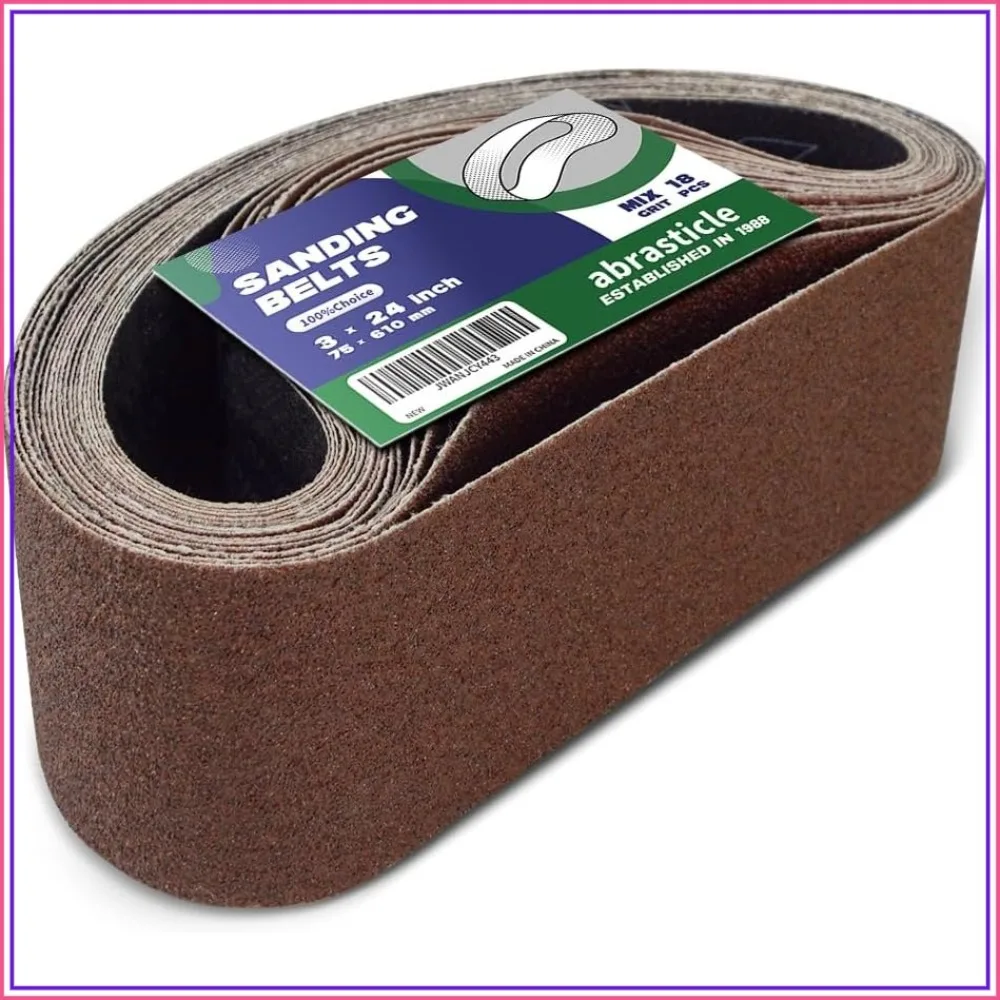 18 Pcs Aluminum Oxide Sanding Belt Assorted 60-400 Grit 3x24 Inch
18 Pcs Aluminum Oxide Sanding Belt Assorted 60-400 Grit 3x24 Inch