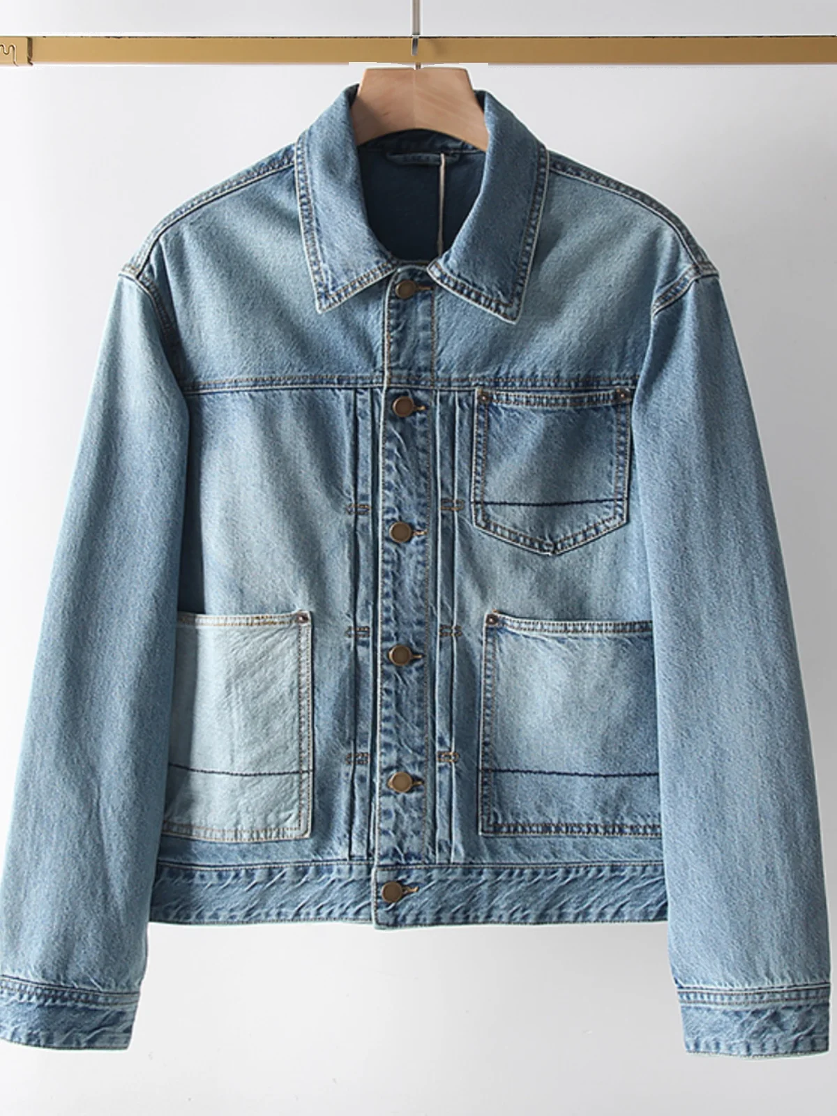 Retro Japanese Design Washed Denim Casual Workwear Jacket for Men Spring Autumn Standard Fit Long Sleeve Flip Collar Coat
Retro Japanese Design Washed Denim Casual Workwear Jacket for Men Spring Autumn Standard Fit Long Sleeve Flip Collar Coat