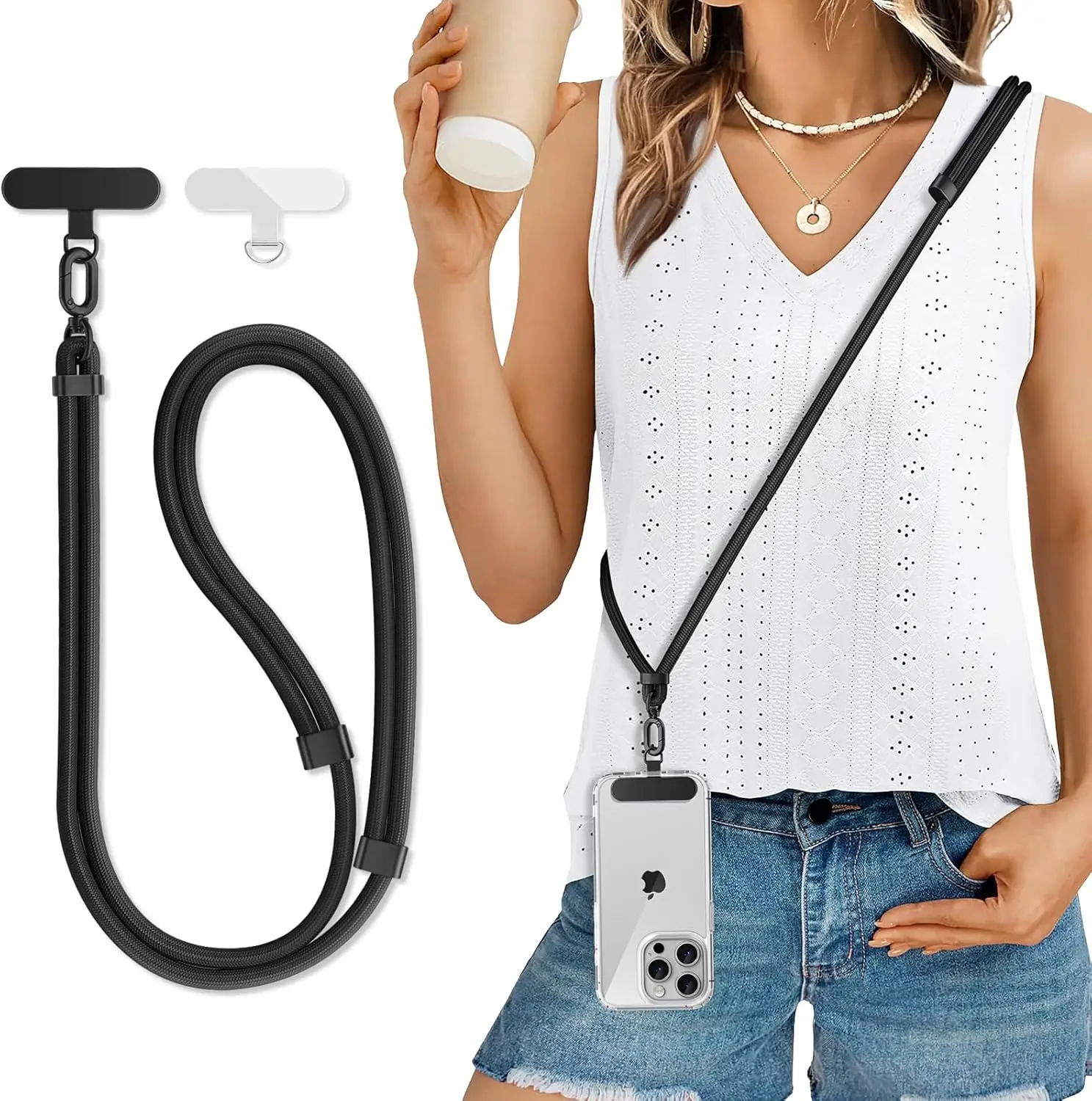 Adjustable Mobile Phone Strap Outdoor Anti-lost Crossbody Phone Lanyards Neck Rope with Patch Cellphone Hanging Cord Strap
Adjustable Mobile Phone Strap Outdoor Anti-lost Crossbody Phone Lanyards Neck Rope with Patch Cellphone Hanging Cord Strap