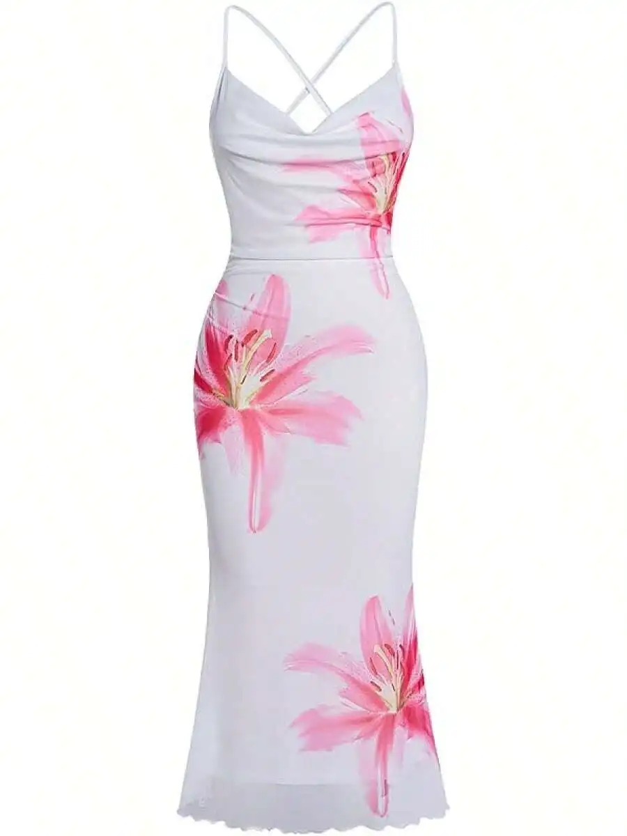 Women Floral Print Bodycon Cami Dress Cowl Neck Spaghetti Strap Long Maxi Dress For Party Evening
Women Floral Print Bodycon Cami Dress Cowl Neck Spaghetti Strap Long Maxi Dress For Party Evening