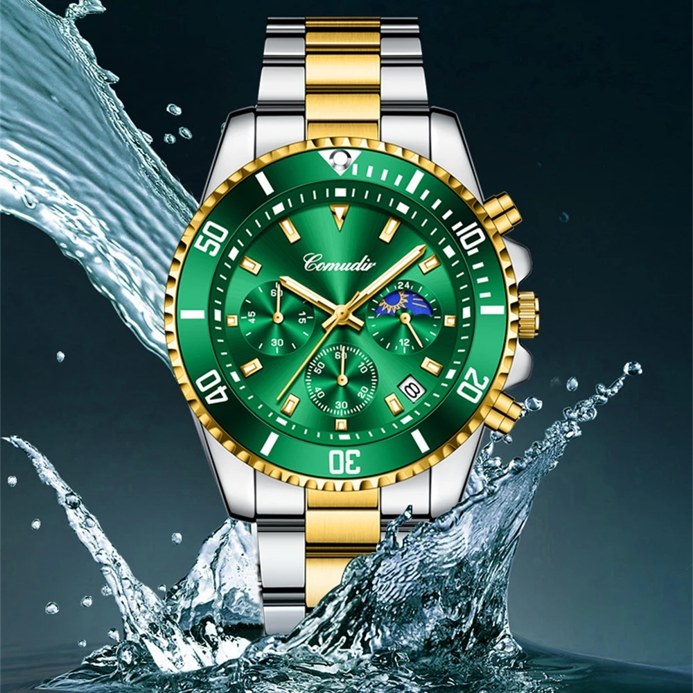 Men's Luxury Sports Green Dial Design Watches 2025 Business Quartz Waterproof Chronograph Steel Watch For Men WristWatch Clock
Men's Luxury Sports Green Dial Design Watches 2025 Business Quartz Waterproof Chronograph Steel Watch For Men WristWatch Clock