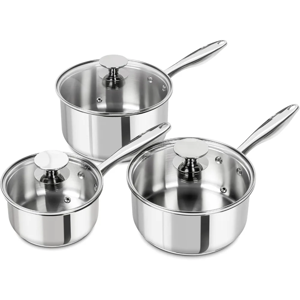 Stainless Steel Saucepan Set with Lids 1QT & 2QT & 3QT, Stainless Steel Sauce Pot Set 6pcs, Induction Saucepans, Nonstick Sauce
Stainless Steel Saucepan Set with Lids 1QT & 2QT & 3QT, Stainless Steel Sauce Pot Set 6pcs, Induction Saucepans, Nonstick Sauce