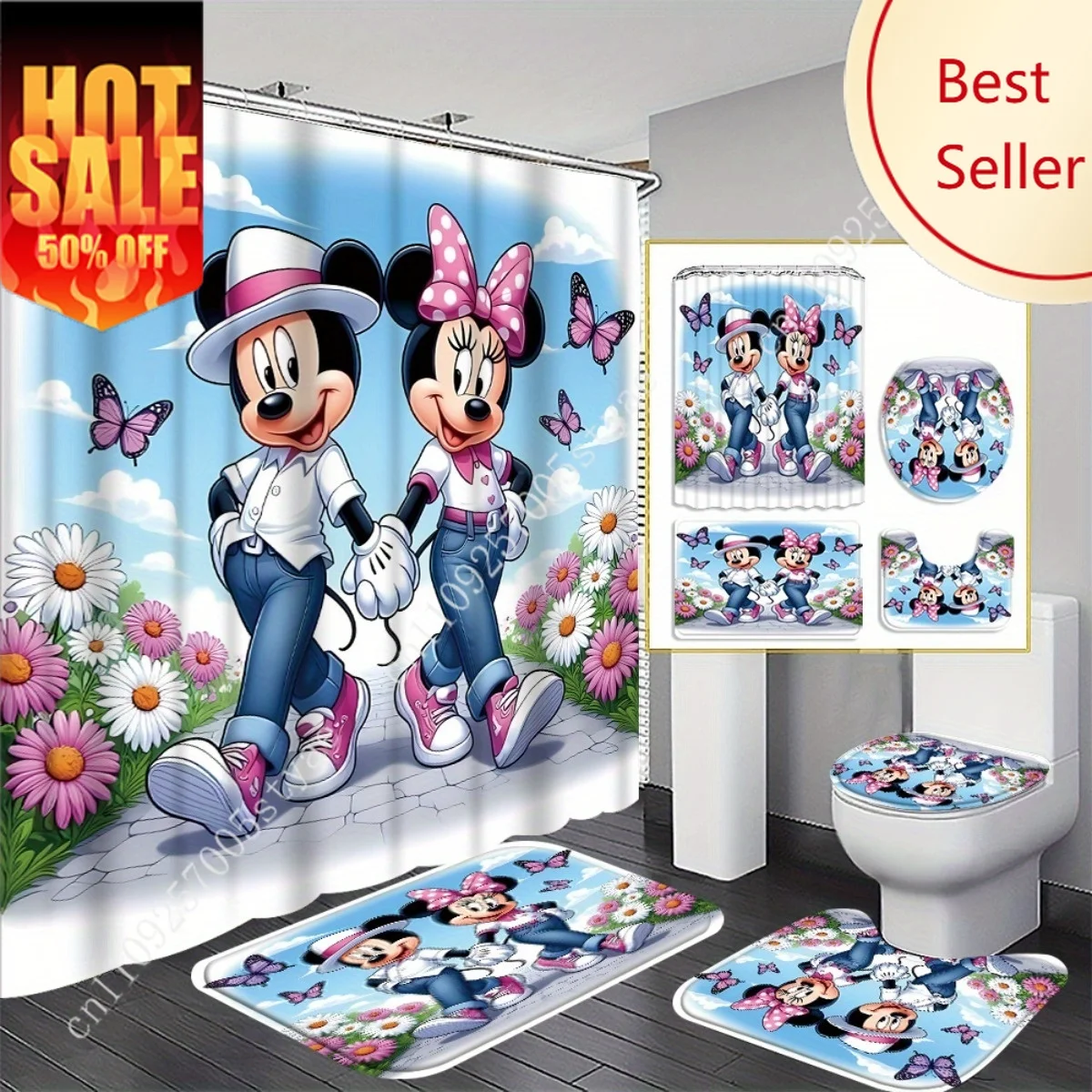 Mickey Mouse Minnie Mouse Shower Curtain Set Disney Cartoon Decoration Gift Floor Mat Toilet Seat Cover Full Season Bathroom 4PC
Mickey Mouse Minnie Mouse Shower Curtain Set Disney Cartoon Decoration Gift Floor Mat Toilet Seat Cover Full Season Bathroom 4PC
