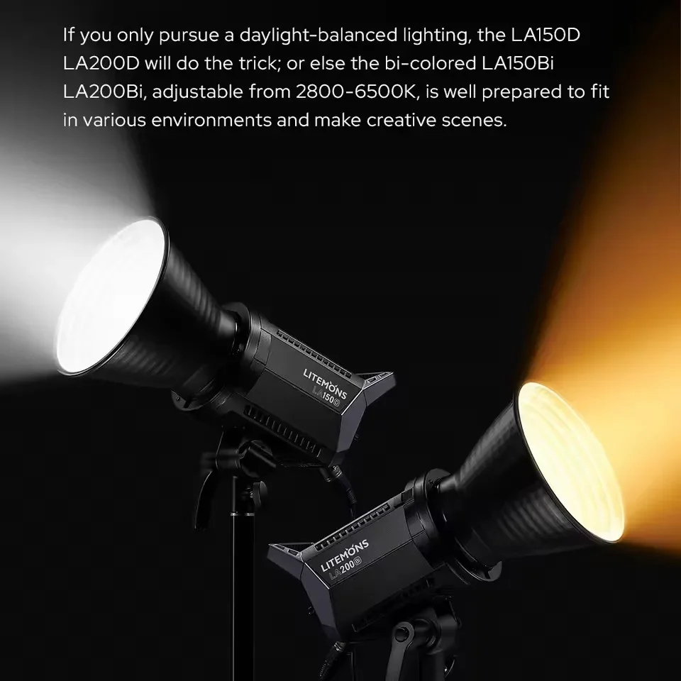 Godox LA150D LA150BI 190w / LA200D LA200BI 230w White/Bi-Color Litemons LED Video Light APP Control Studio Continuous Lighting
Godox LA150D LA150BI 190w / LA200D LA200BI 230w White/Bi-Color Litemons LED Video Light APP Control Studio Continuous Lighting