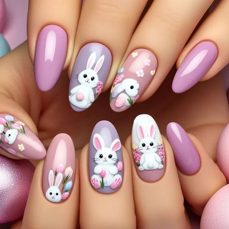 24PCS Almond Fake Nails Cute Cartoon Rabbit Simple French Purple Nail Tips Reusable Acrylic Press on Nails for Women with Charms
24PCS Almond Fake Nails Cute Cartoon Rabbit Simple French Purple Nail Tips Reusable Acrylic Press on Nails for Women with Charms