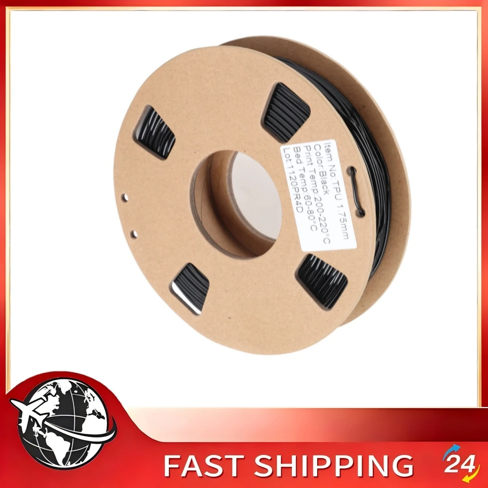 1.75mm TPU Filament Flexible 0.03mm Size Accuracy High Elasticity 250g Spool 95A 3D Printer Filament Black Flexible TPU Filament
1.75mm TPU Filament Flexible 0.03mm Size Accuracy High Elasticity 250g Spool 95A 3D Printer Filament Black Flexible TPU Filament