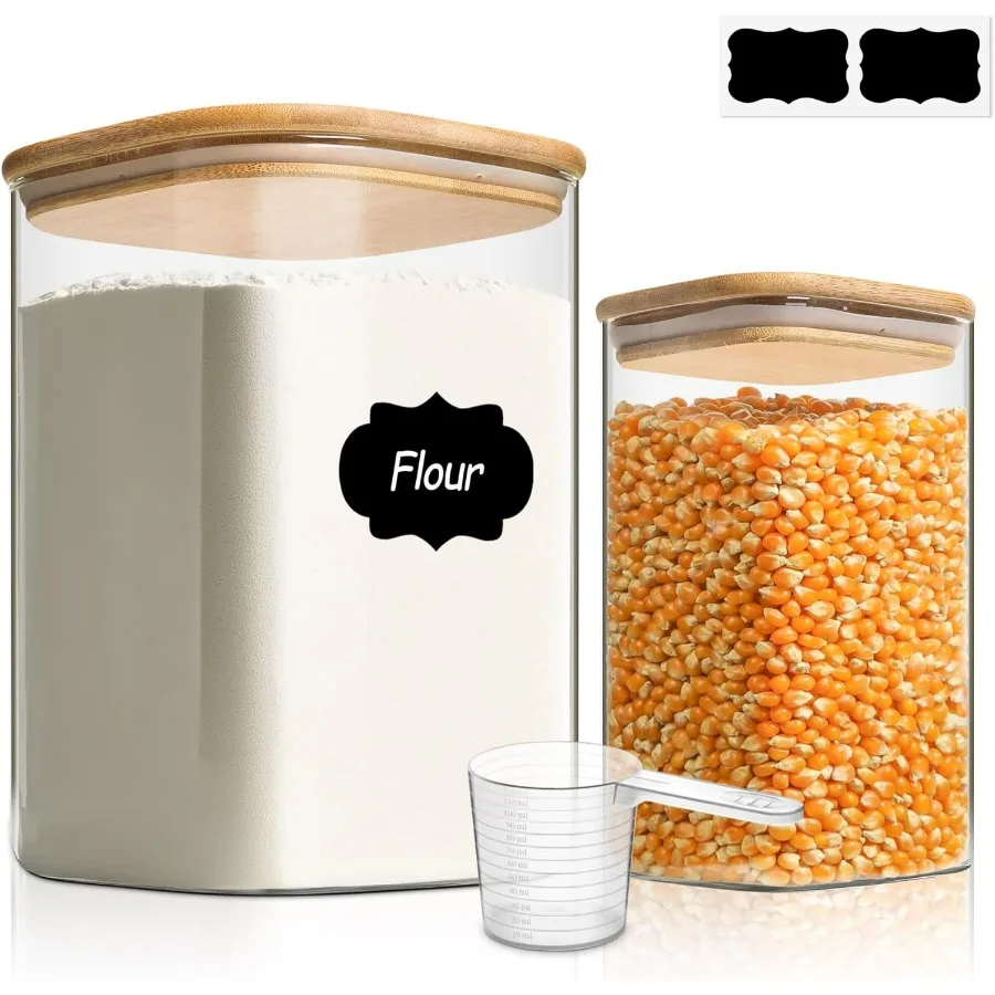 ComSaf Glass Food Storage Containers 3.6Qt 1.2Qt Glass Flour and Sugar Containers with Airtight Lids Large Square Jars with Bam
ComSaf Glass Food Storage Containers 3.6Qt 1.2Qt Glass Flour and Sugar Containers with Airtight Lids Large Square Jars with Bam