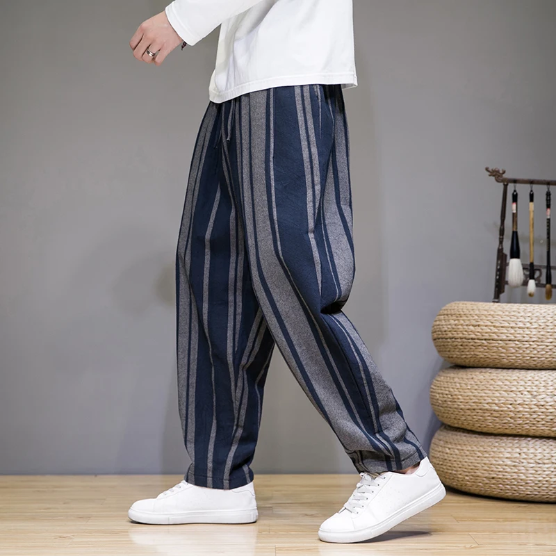 Autumn New Sle Men's Casual Cotton Linen Harlan Pants Multicolor Stripe Ethnic Retro Sle Loose Fit Long Trousers
Autumn New Sle Men's Casual Cotton Linen Harlan Pants Multicolor Stripe Ethnic Retro Sle Loose Fit Long Trousers