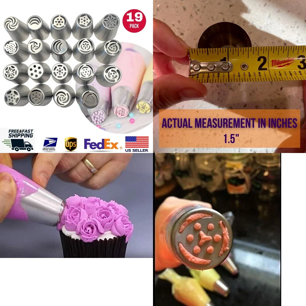 19X Large Russian Meringue Tulip Nozzle for Cake Decorating Icing Piping Tips Set Perfect for Pastry Baking Sweet Treats
19X Large Russian Meringue Tulip Nozzle for Cake Decorating Icing Piping Tips Set Perfect for Pastry Baking Sweet Treats