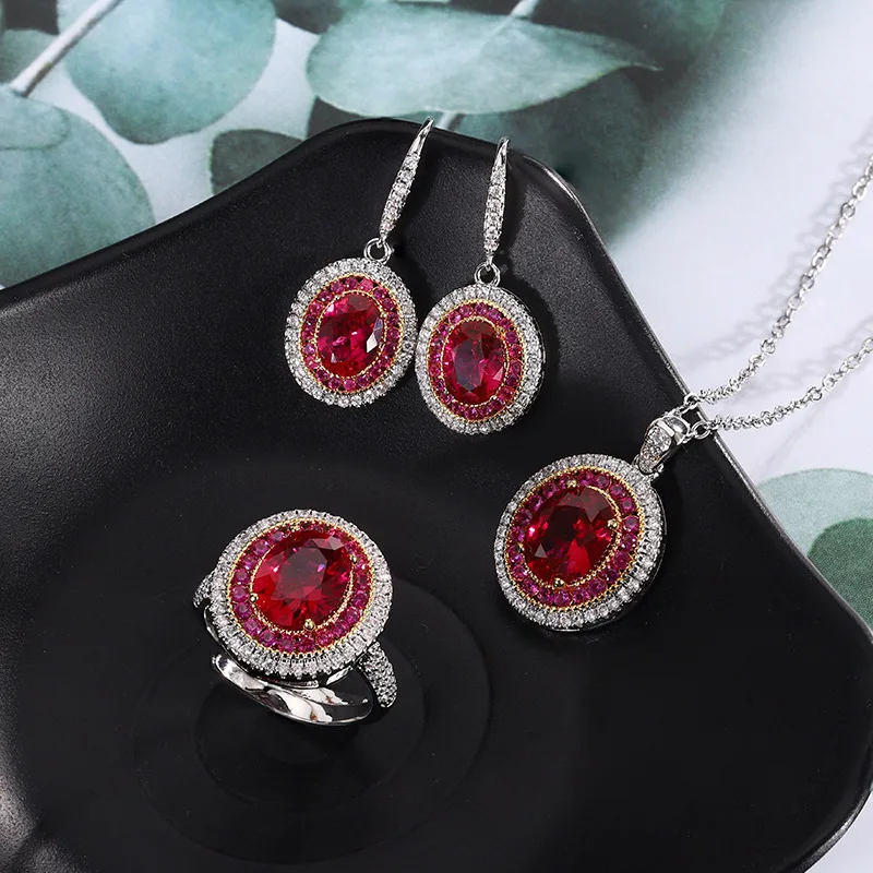 Jewelry Red Corundum Vintage Style Pigeon Egg Three-Piece Set 8*10-6-*8
Jewelry Red Corundum Vintage Style Pigeon Egg Three-Piece Set 8*10-6-*8