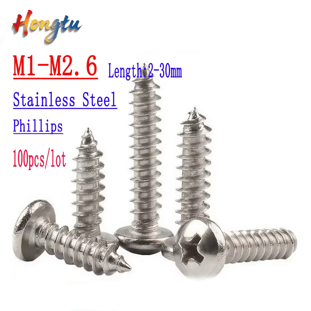 100pcs/lot Stainless Steel Cross - Recessed Round Head Self - Tapping Screws, M1 - M2.6
100pcs/lot Stainless Steel Cross - Recessed Round Head Self - Tapping Screws, M1 - M2.6