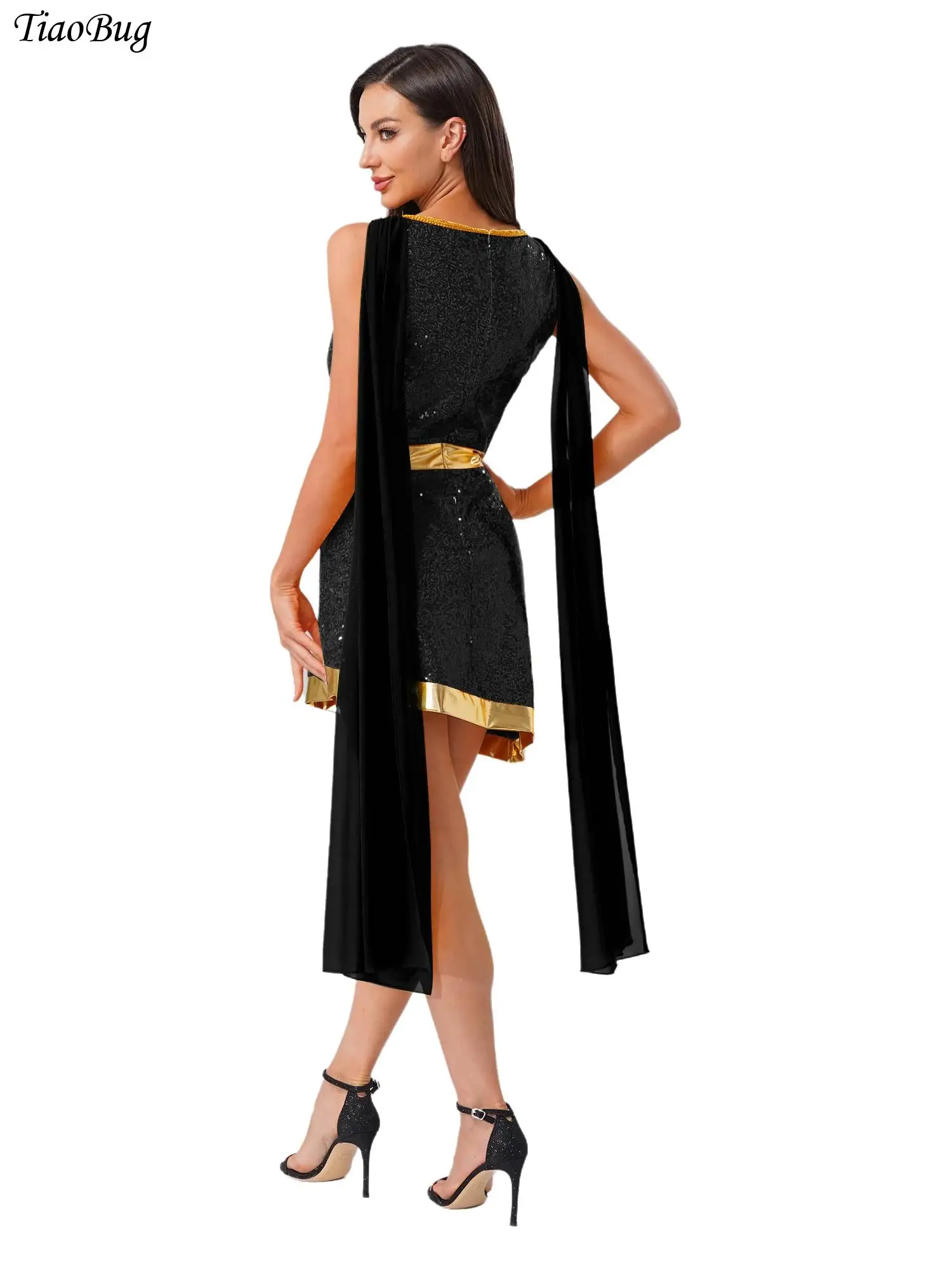 Womens Angel Cosplay Outfit V-neck Sleeveless Shiny Sequin Dress with Feather Wings And Headband Set for Halloween
Womens Angel Cosplay Outfit V-neck Sleeveless Shiny Sequin Dress with Feather Wings And Headband Set for Halloween