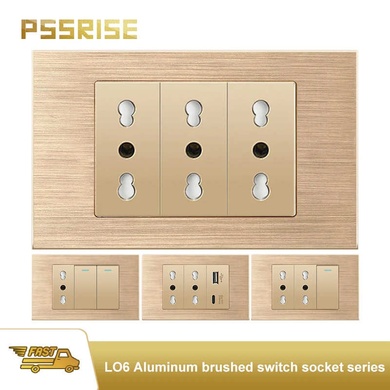 PSSRISE Золотые алюминиевые панели, итальянская розетка USB Type-C 2.1A, быстрая зарядка, настенная розетка, выключатель света, розетка Schuko для ТВ, компьютера, дома
PSSRISE Золотые алюминиевые панели, итальянская розетка USB Type-C 2.1A, быстрая зарядка, настенная розетка, выключатель света, розетка Schuko для ТВ, компьютера, дома