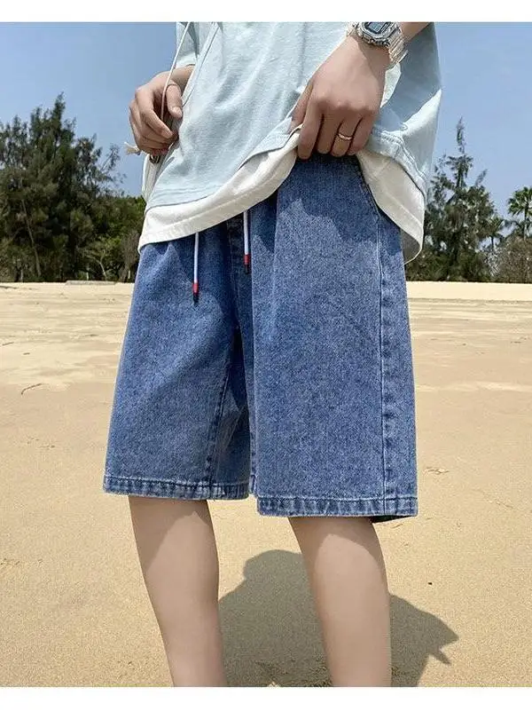 Dstring Loose Fit Thin Denim orts Men's Summer Outerwear Casual Versatile Five-Quarter Length Straight Leg Jeans
Dstring Loose Fit Thin Denim orts Men's Summer Outerwear Casual Versatile Five-Quarter Length Straight Leg Jeans