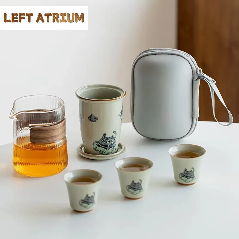 Portable Honey Glaze Ceramic Travel Teaset Tiger Year Teaware Gift Anti Scalding Galss Tea Pitche Outdoor Tea Maker 1 Pot 3 Cups
Portable Honey Glaze Ceramic Travel Teaset Tiger Year Teaware Gift Anti Scalding Galss Tea Pitche Outdoor Tea Maker 1 Pot 3 Cups