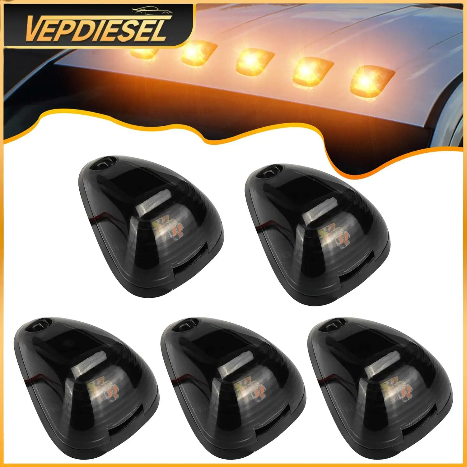 5Pcs Smoke Cab Roof Running Light Amber Car Top Marker Light For Ford F-250 F-350 F450 Super Duty T10-10SMD LED Light Cover Base
5Pcs Smoke Cab Roof Running Light Amber Car Top Marker Light For Ford F-250 F-350 F450 Super Duty T10-10SMD LED Light Cover Base
