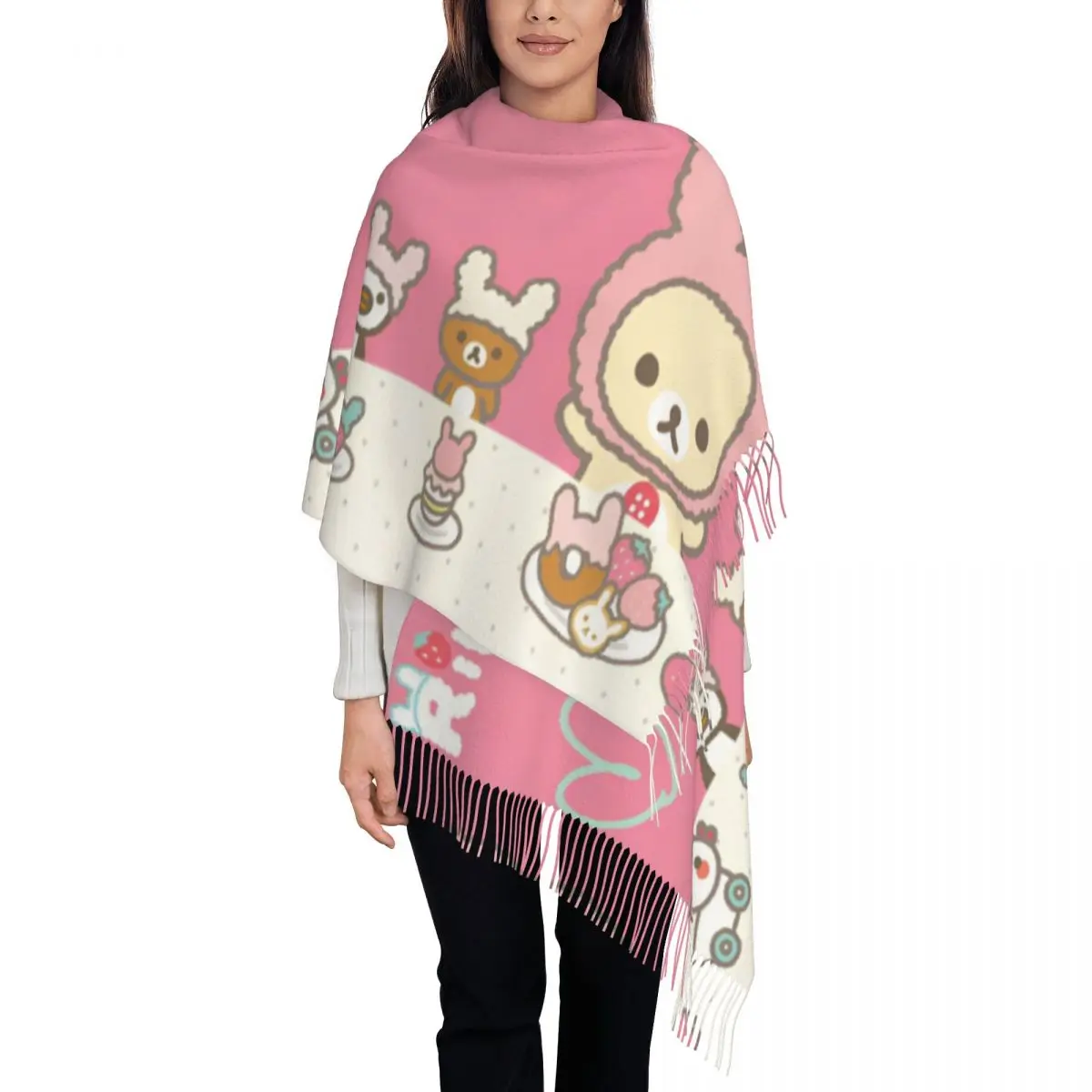 Розовая шаль Rilakkuma с героями мультфильмов, женский зимний теплый длинный мягкий шарф, пашмины, шаль, шарфы
Розовая шаль Rilakkuma с героями мультфильмов, женский зимний теплый длинный мягкий шарф, пашмины, шаль, шарфы