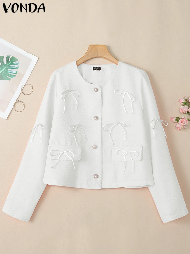 VONDA 2025 Women Long Sleeve Blazer Elegant Solid Color Coats Vintage Bow Suits Oversized O-Neck Clothing Ourwears Femininas
VONDA 2025 Women Long Sleeve Blazer Elegant Solid Color Coats Vintage Bow Suits Oversized O-Neck Clothing Ourwears Femininas