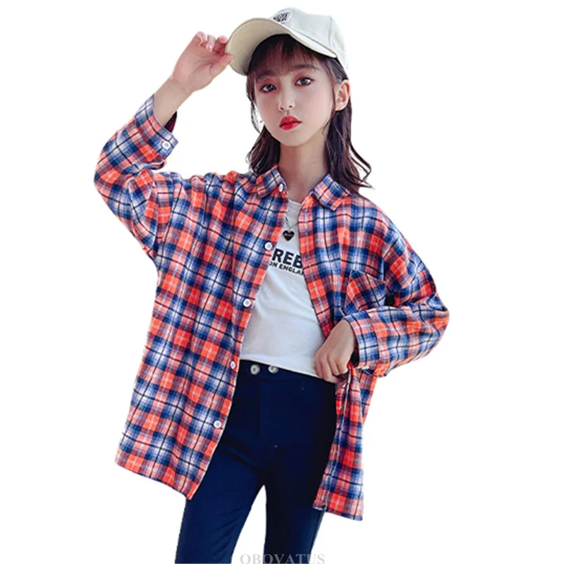 Long Style Girls Red Plaid Blouse for Teenage Young Lady Long Sleeve Spring Autumn Loose Shirt Kids Child Fashion Streetwear
Long Style Girls Red Plaid Blouse for Teenage Young Lady Long Sleeve Spring Autumn Loose Shirt Kids Child Fashion Streetwear