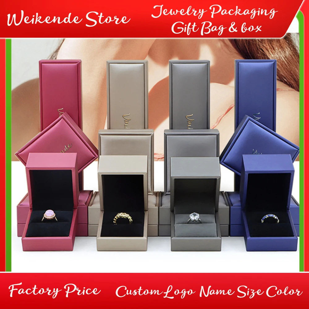 6pcs Custom Logo PU Leather Cover Plastic Frame Jewelry Ring Earring Necklace Pendant Bracelet Packaging Box Wedding gift Case
6pcs Custom Logo PU Leather Cover Plastic Frame Jewelry Ring Earring Necklace Pendant Bracelet Packaging Box Wedding gift Case