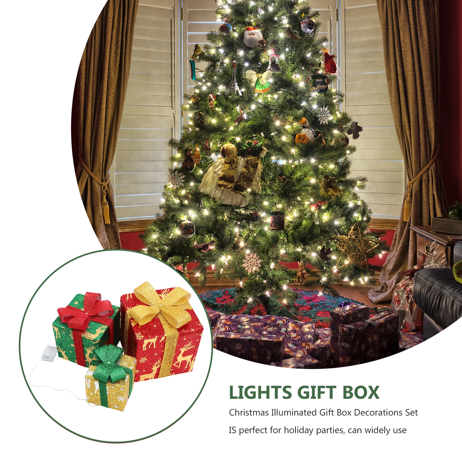Festive 3Pcs Christmas Lights Box Decorations Set For Xmas Tree Window Scene Party Crafts
Festive 3Pcs Christmas Lights Box Decorations Set For Xmas Tree Window Scene Party Crafts