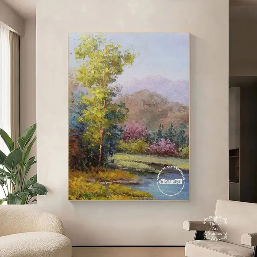 Pure Handmade Lake Scenery Outdoor Landscape Forest Trees Picture Classical Oil Painting Modern Luxury Wall Art Panel Set
Pure Handmade Lake Scenery Outdoor Landscape Forest Trees Picture Classical Oil Painting Modern Luxury Wall Art Panel Set