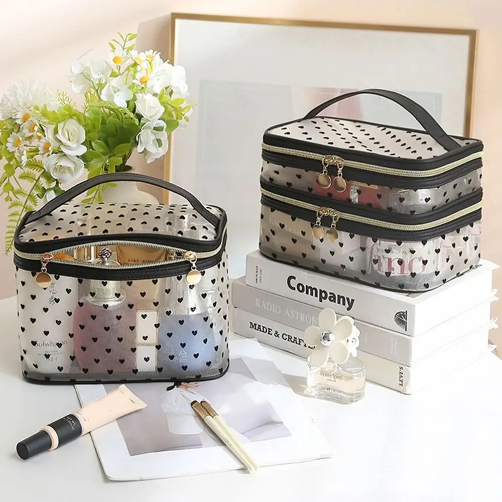 Double/Single Layer Mesh Love Makeup Bag Large Capacity Black Heart Printed Cosmetics Organizer Transparent Zipper
Double/Single Layer Mesh Love Makeup Bag Large Capacity Black Heart Printed Cosmetics Organizer Transparent Zipper