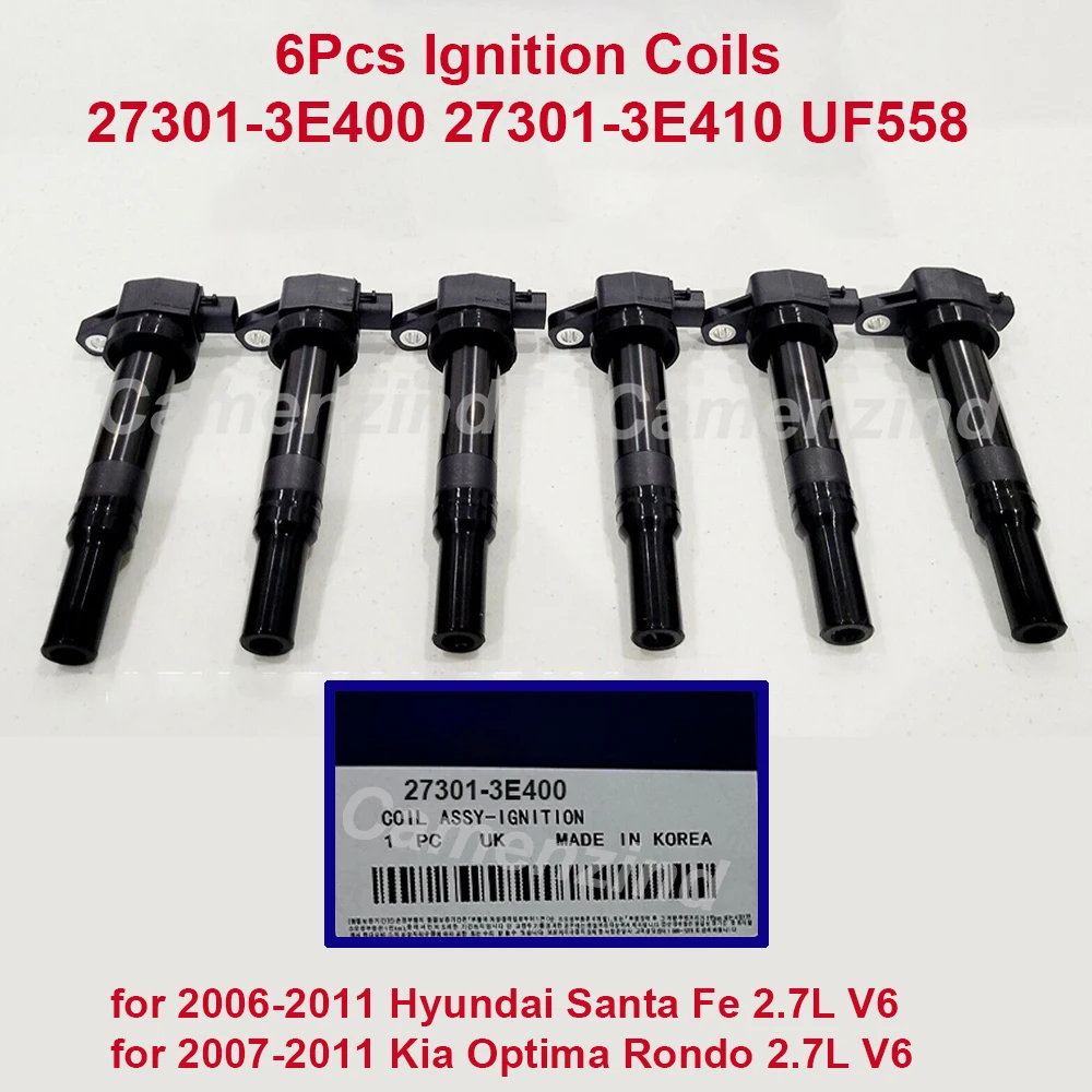 6Pcs Ignition Coil 27301-3E400 273013E400 UF558 for 2006-2011 H-yundai Santa Fe K-IA Optima Rondo 2.7L V6 27301-3E410 273013E410
6Pcs Ignition Coil 27301-3E400 273013E400 UF558 for 2006-2011 H-yundai Santa Fe K-IA Optima Rondo 2.7L V6 27301-3E410 273013E410
