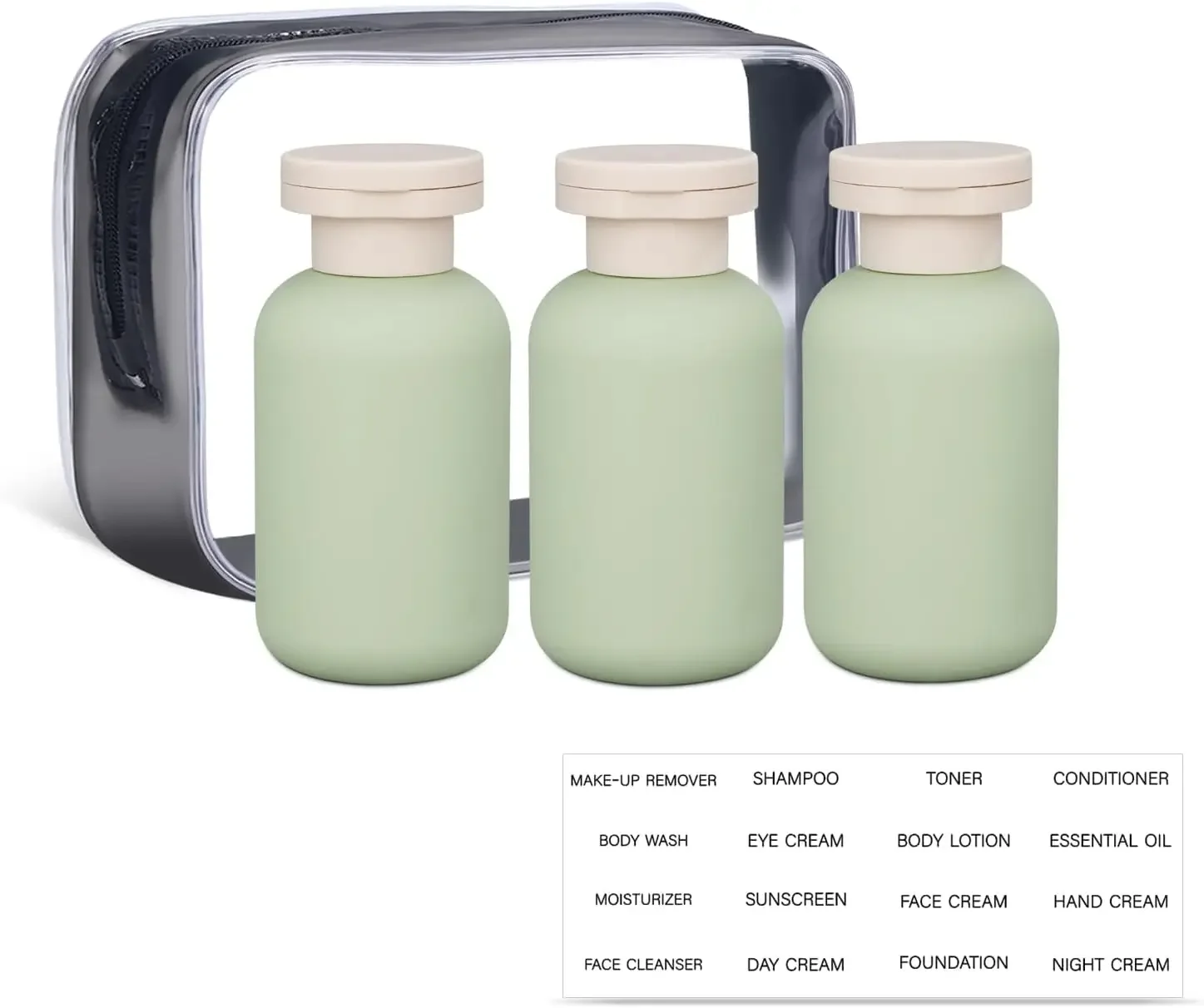 Travel Toiletry Bottles, Leak-Proof Squeeze Refillable Plastic Containers with Caps for Shampoo
Travel Toiletry Bottles, Leak-Proof Squeeze Refillable Plastic Containers with Caps for Shampoo