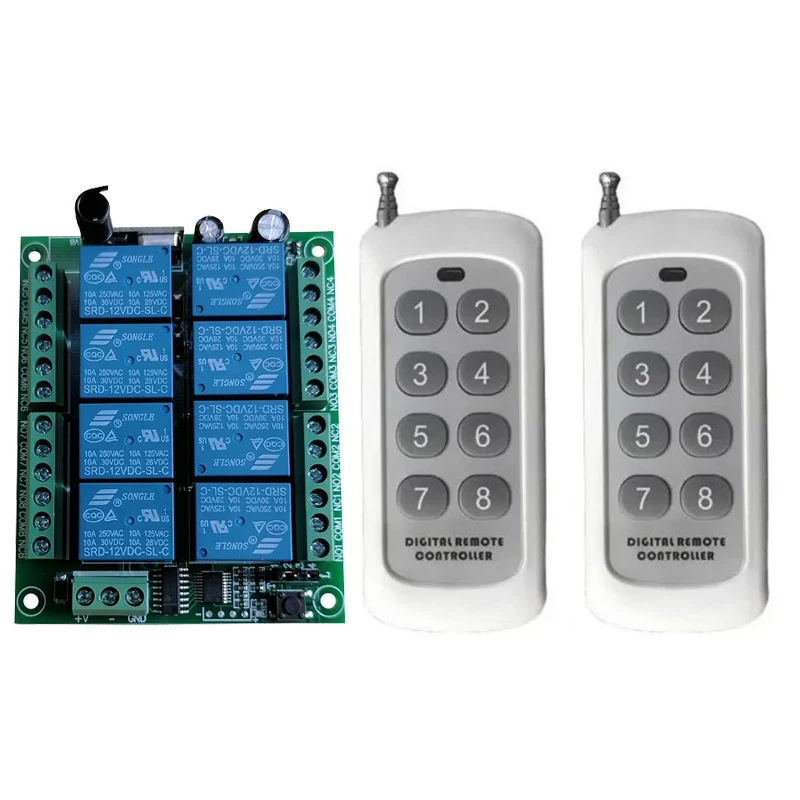 DC 12V 24V 8 CH Channels 8CH RF Wireless Remote Control Switch Remote Control System receiver transmitter 8CH Relay 433 MHz
DC 12V 24V 8 CH Channels 8CH RF Wireless Remote Control Switch Remote Control System receiver transmitter 8CH Relay 433 MHz